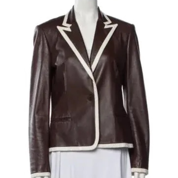 Ralph Lauren Collection Purple Label Chocolate Brown Leather Blazer Jacket - Picture 1 of 10